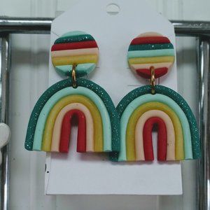 Handmade Rainbow Clay Earrings